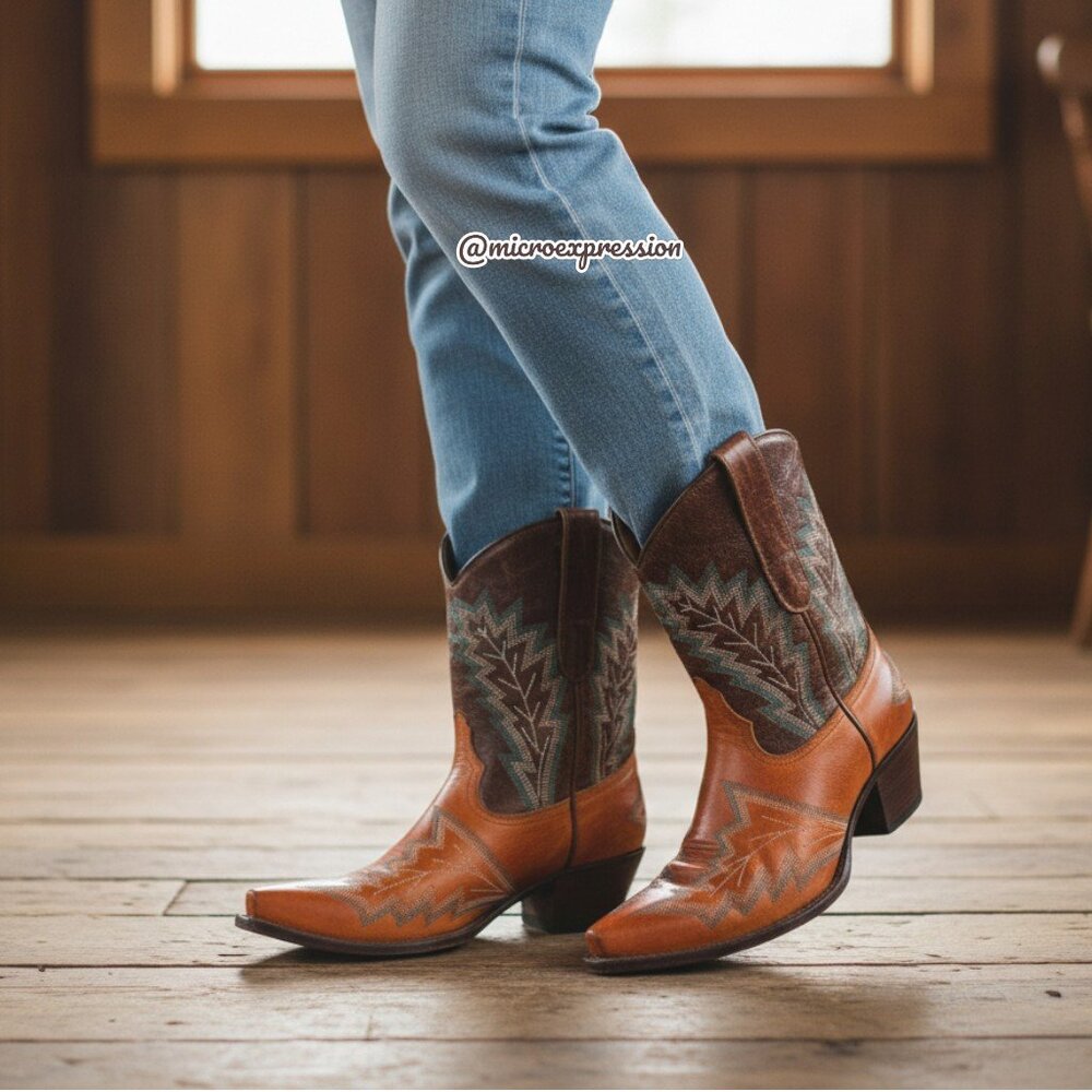 $525 RARE Frye Cognac Brown Real Leather Floral Embroidered Pull On Cowboy Boot - Picture 3 of 14